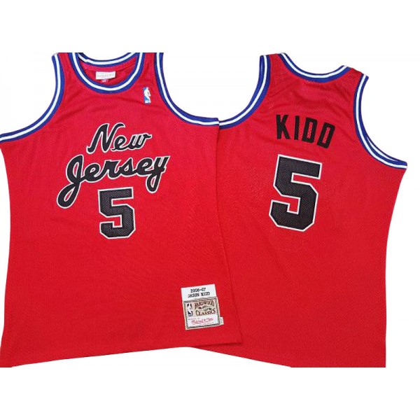 New Jersey Nets #5 Jason Kidd Red 2006-07 Hardwood Classics Jersey