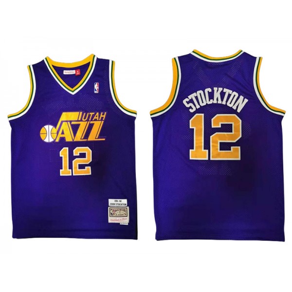 Utah Jazz #12 John Stockton Purple 1991/92 Hardwood Classic Jersey