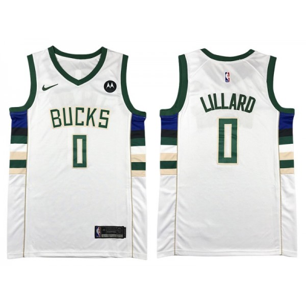 Milwaukee Bucks #0 Damian Lillard White Swingman Jersey