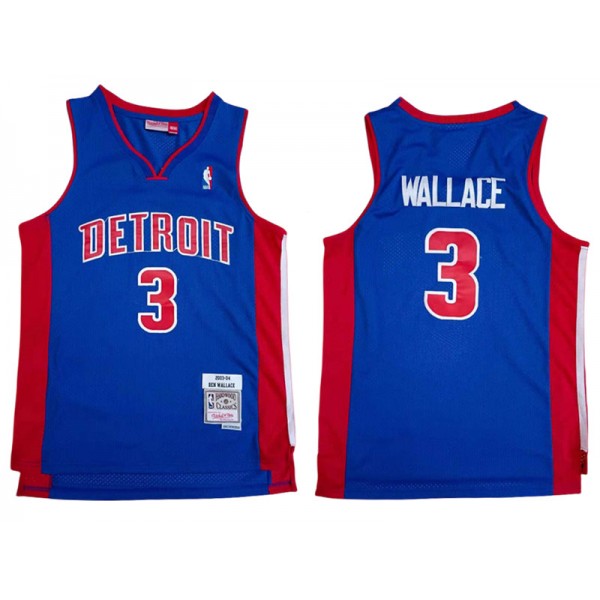 Detroit Pistons #3 Ben Wallace Blue 2003/04 Hardwood Classics Jersey