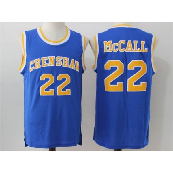 Love &amp; Basketball Crenshaw High School #22 Quincy McCall Blue Movie Basketball Jersey