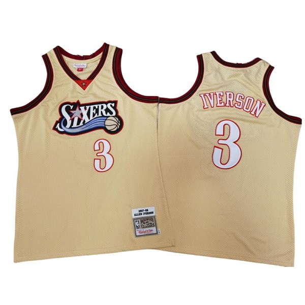 Philadelphia 76ers #3 Allen Iverson Gold 1997-98 Hardwood Classics Jersey