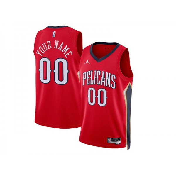 New Orleans Pelicans #00 Red Statement Edition Swingman Custom Jersey