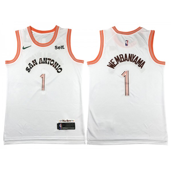 San Antonio Spurs #1 Victor Wembanyama White 2023/24 City Edition Jersey