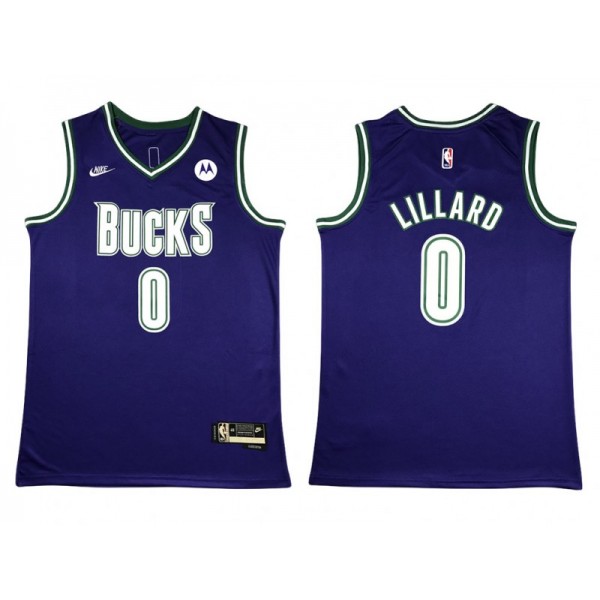 Milwaukee Bucks #0 Damian Lillard Purple Swingman Jersey