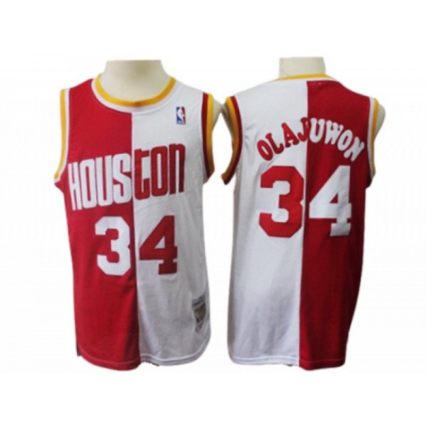 Houston Rockets #34 Hakeem Olajuwon Red/White 1993/94 Split Hardwood Classic Jersey