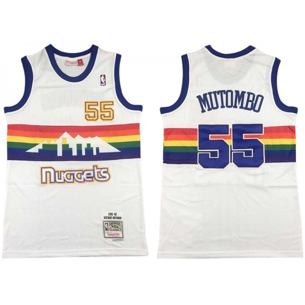 Denver Nuggets #55 Dikembe Mutombo White 1991-92 Hardwood Classic Jersey