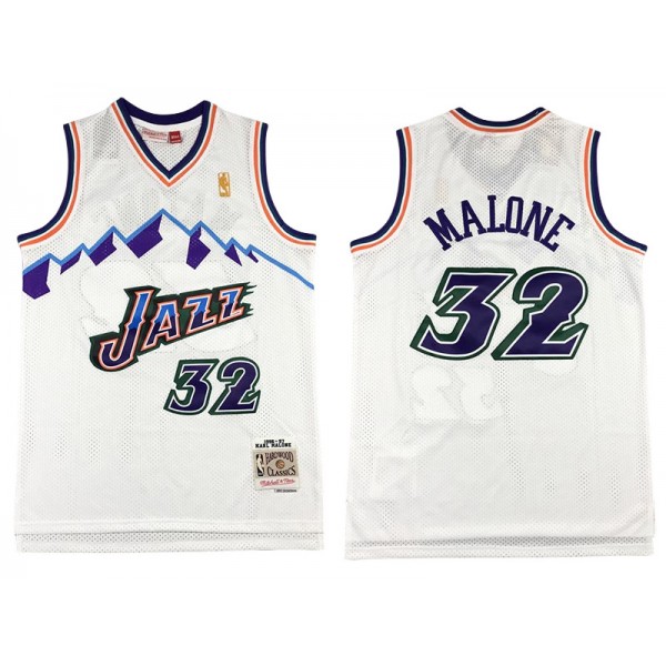 Utah Jazz #32 Karl Malone White 1996/97 Hardwood Classic Jersey