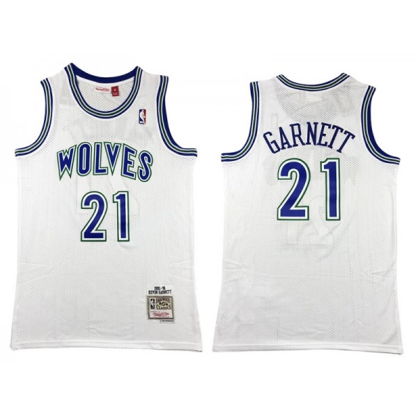 Minnesota Timberwolves #21 Kevin Garnett White Hardwood Classics Jersey