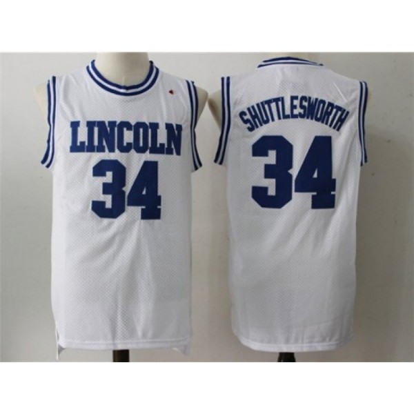 He Got Game Lincoln High School #34 Jesus Shuttlesworth White Movie Basketball Jersey