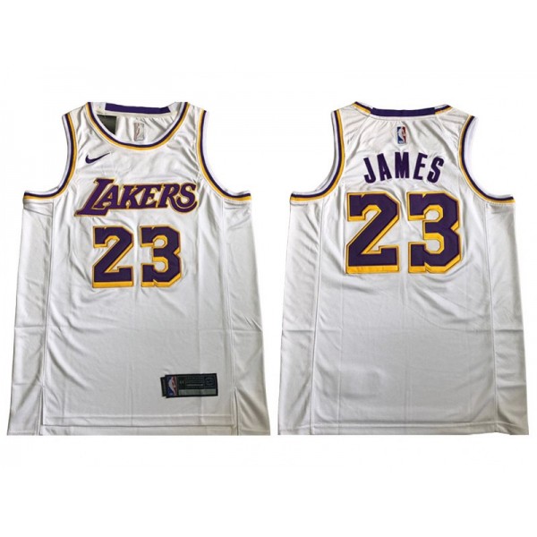 Los Angeles Lakers #23 Lebron James White Embroider Edition Jersey