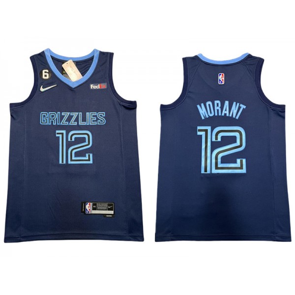 Memphis Grizzlies #12 Ja Morant Navy Swingman Jersey