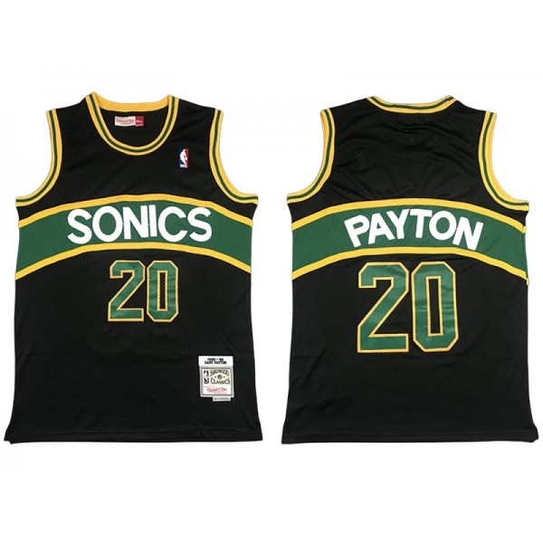 Seattle SuperSonics #20 Gary Payton Black 1995-96 Hardwood Classics Jersey