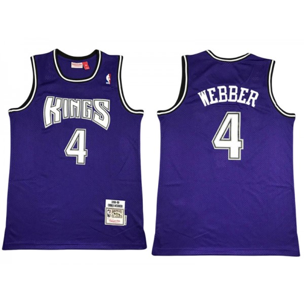 Sacramento Kings #4 Chris Webber Purple Hardwood Classic Jersey