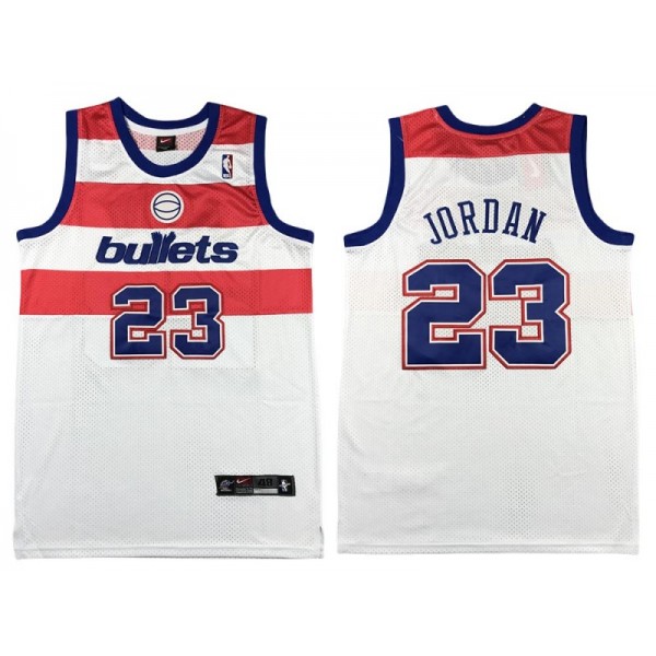 Washington Bullets #23 Michael Jordan White Throwback Jersey