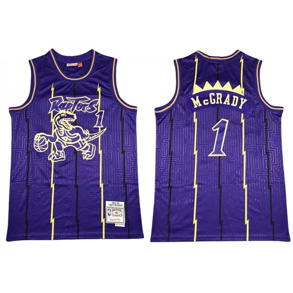 Toronto Raptors #1 Tracy McGrady Purple Golden 1998/99 Hardwood Classics Jersey