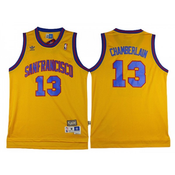 Golden State Warriors #13 Wilt Chamberlain Gold Hardwood Classic Jersey