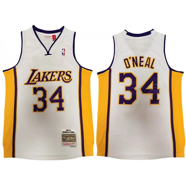 Los Angeles Lakers #34 Shaquille O'neal White 2000/01 Hardwood Classics Jersey