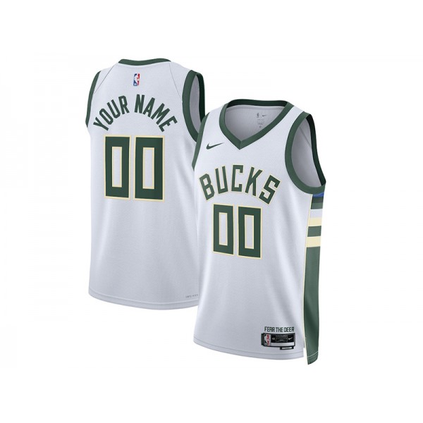 Milwaukee Bucks #00 White Swingman Custom Jersey