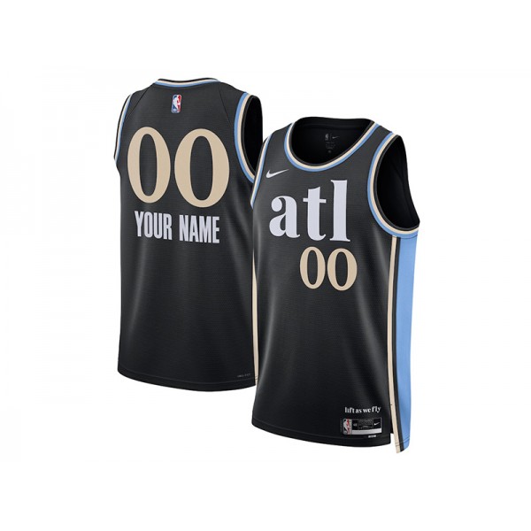 Atlanta Hawks #00 Black 2023/24 City Edition Custom Jersey