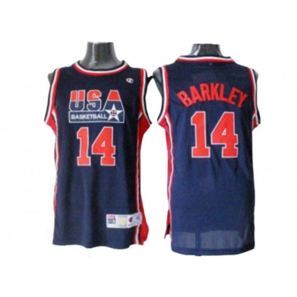 USA Basketball #14 Charles Barkley 1992 Olympic Jersey - Navy/White