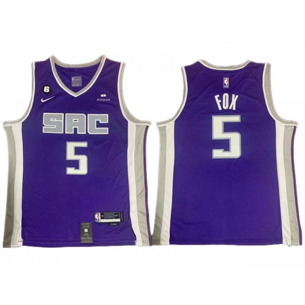 Sacramento Kings #5 De'Aaron Fox Purple Swingman Jersey