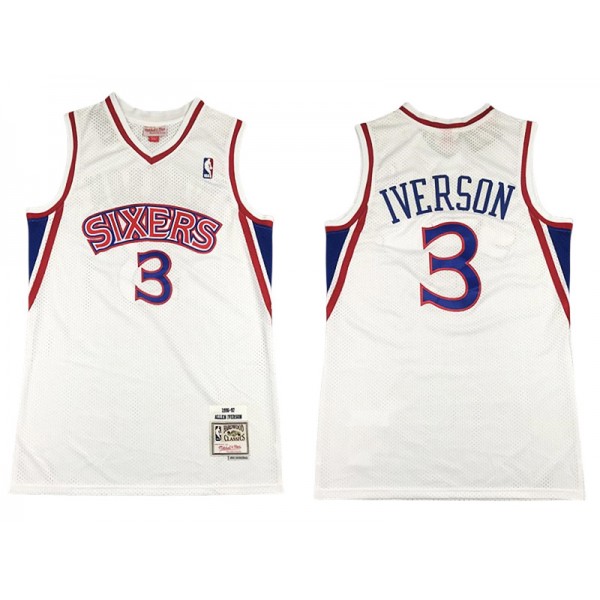 Philadelphia 76ers #3 Allen Iverson White 1996/97 Hardwood Classics Jersey