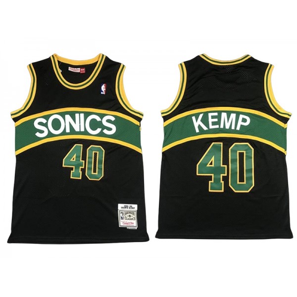 Seattle SuperSonics #40 Shawn Kemp Black 1995-96 Hardwood Classics Jersey