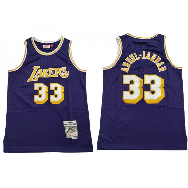 Los Angeles Lakers #33 Kareem Abdul-Jabbar Purple 1984/85 Hardwood Classic Jersey