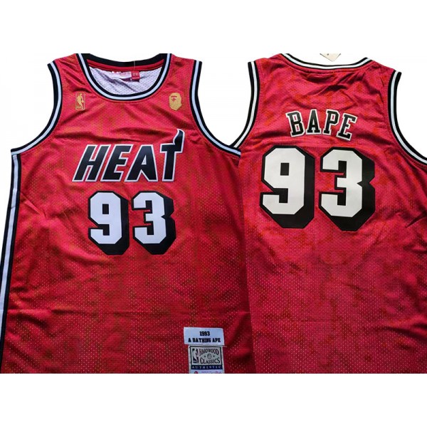 Miami Heat #93 A BATHING APE Red Throwback Jersey