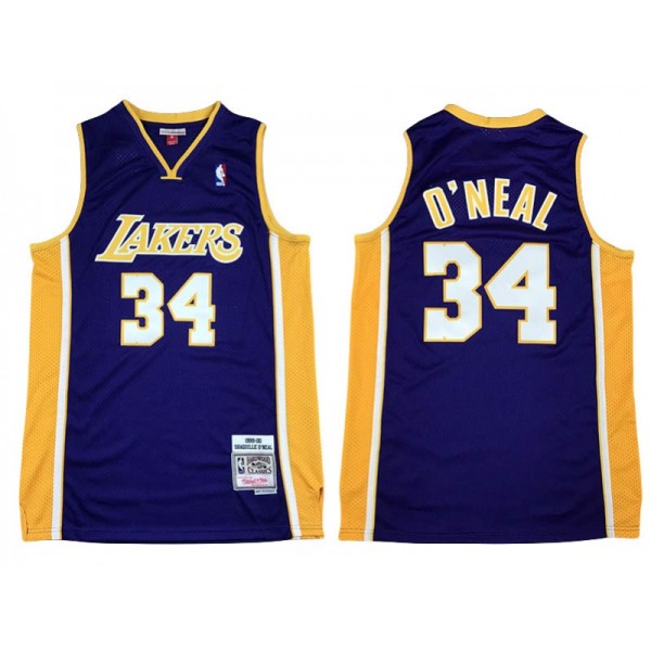 Los Angeles Lakers #34 Shaquille O'neal Purple 1999-00 Hardwood Classics Jersey