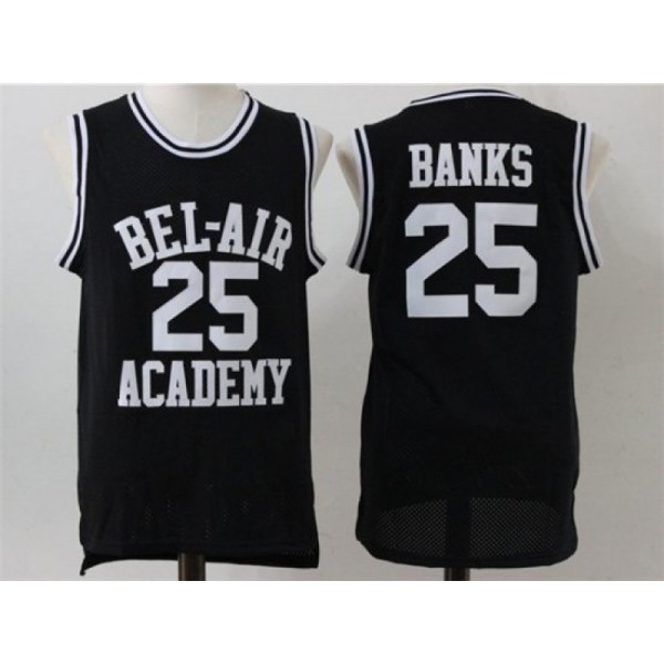 The Fresh Prince of Bel-Air Bel-Air Academy #25 Carlton Banks Black Movie Basketball Jersey