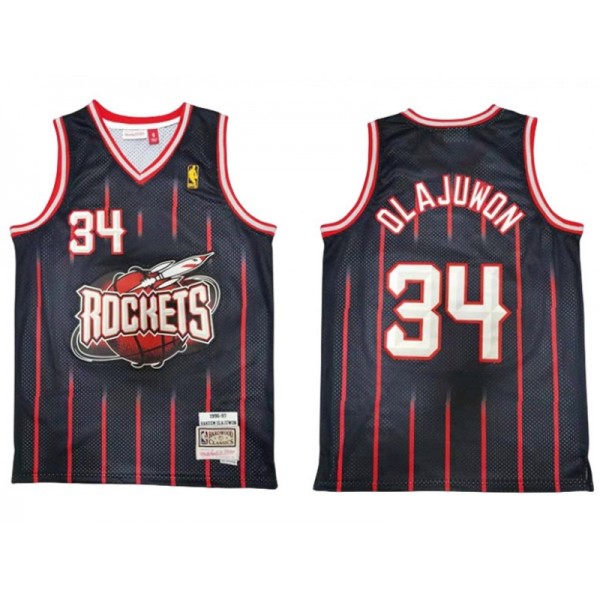 Houston Rockets #34 Hakeem Olajuwon Black 1996/97 Hardwood Classic Jersey