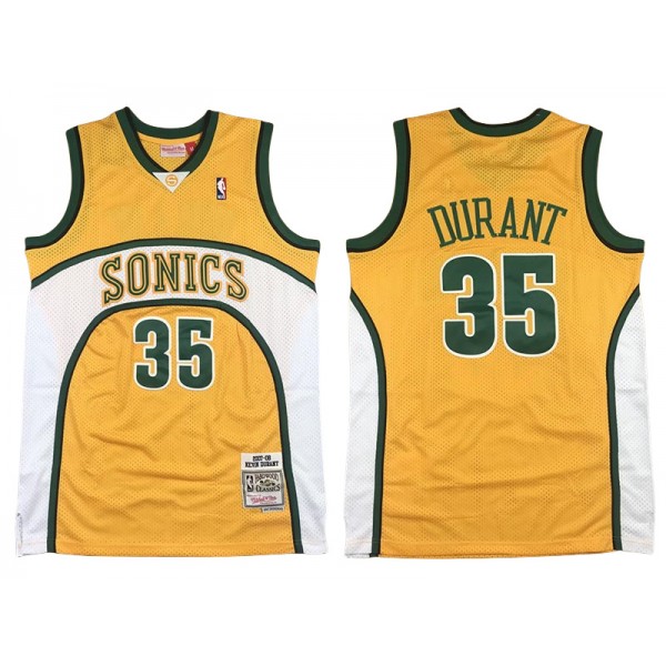 Seattle SuperSonics #35 Kevin Durant Yellow 2007-08 Hardwood Classics Jersey