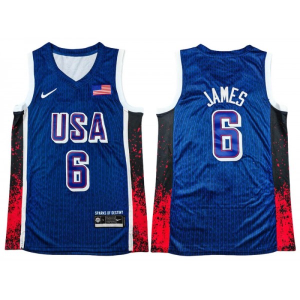 USA Basketball #6 Lebron James Navy 2024 Summer Olympic Jersey