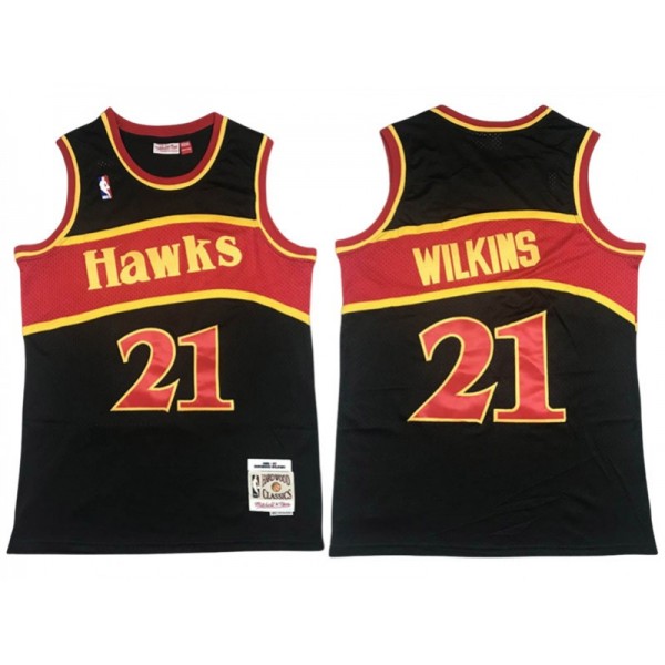 Atlanta Hawks #21 Dominique Wilkins Black Hardwood Classics Jersey