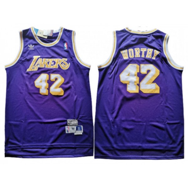 Los Angeles Lakers #42 James Worthy Purple Hardwood Classics Swingman Jersey