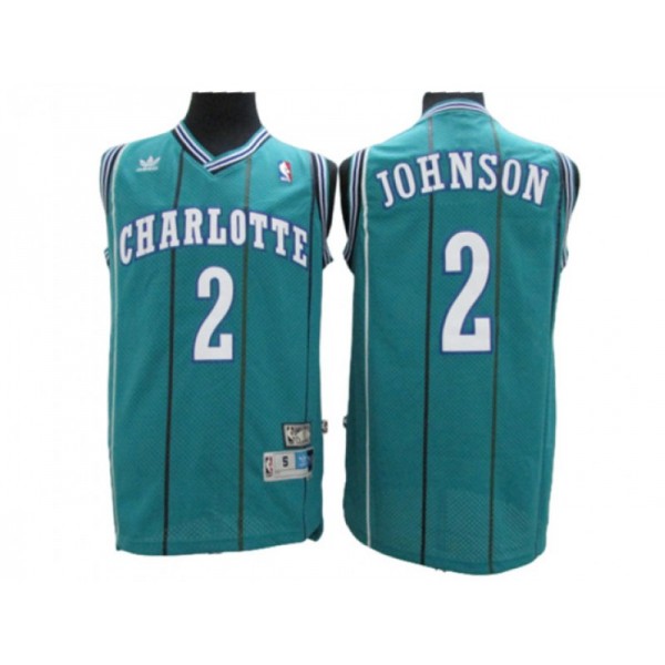 Charlotte Hornets #2 Larry Johnson Teal Hardwood Classic Jersey