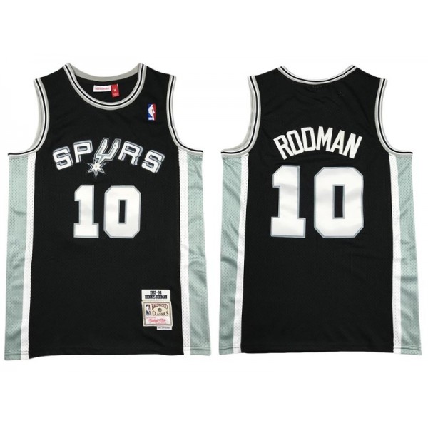 San Antonio Spurs #10 Dennis Rodman Black Hardwood Classics Jersey