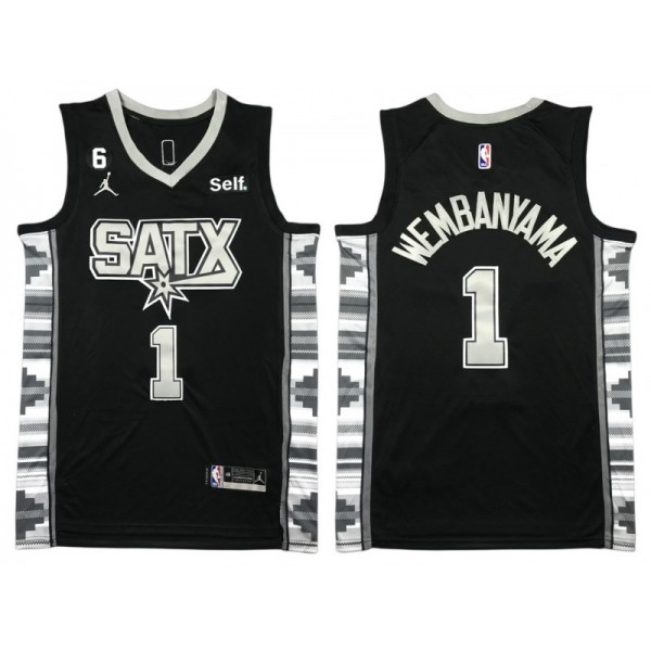 San Antonio Spurs #1 Victor Wembanyama 2022/23 Black Statement Edition Swingman Jersey