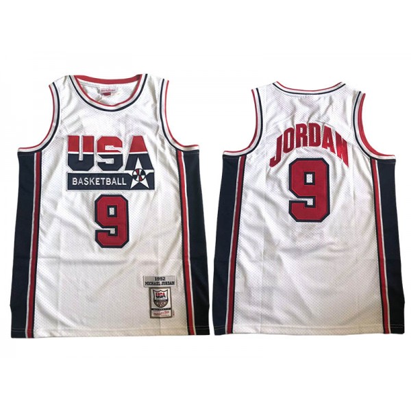 USA Basketball #9 Michael Jordan White 1992 Embroider Edition Jersey