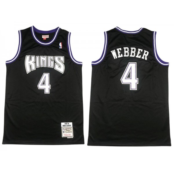 Sacramento Kings #4 Chris Webber Black Hardwood Classic Jersey