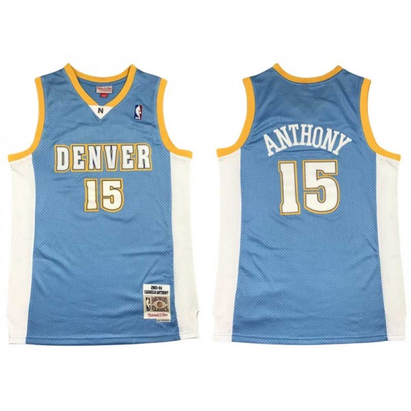 Denver Nuggets #15 Carmelo Anthony Light Blue 2003-04 Hardwood Classic Jersey