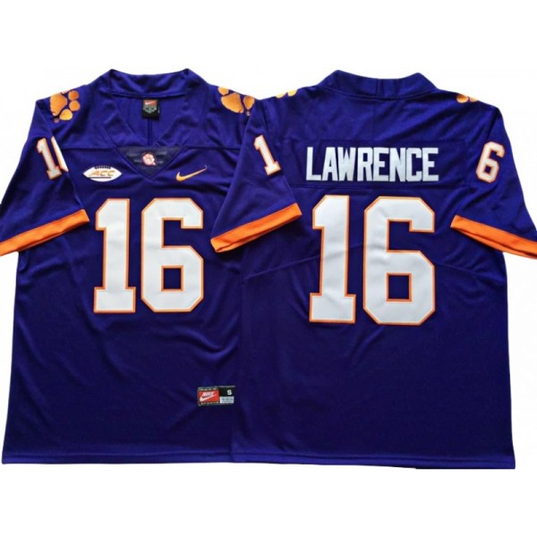 Clemson Tigers #16 Trevor Lawrence Purple College Football Jersey