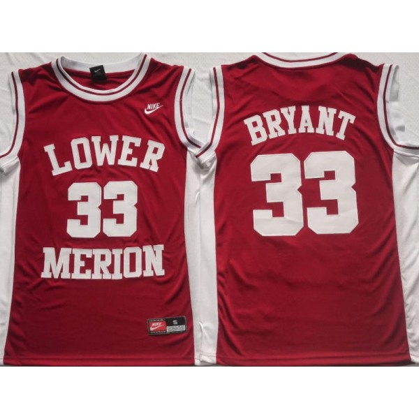 Lower Merion High School #33 Kobe Bryant Red Basketball Jersey