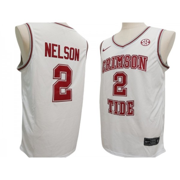 Alabama Crimson Tide #2 Grant Nelson White Basketball Jersey