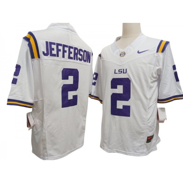 NCAA LSU Tigers #2 Justin Jefferson White Vapor F.U.S.E. Limited Jersey