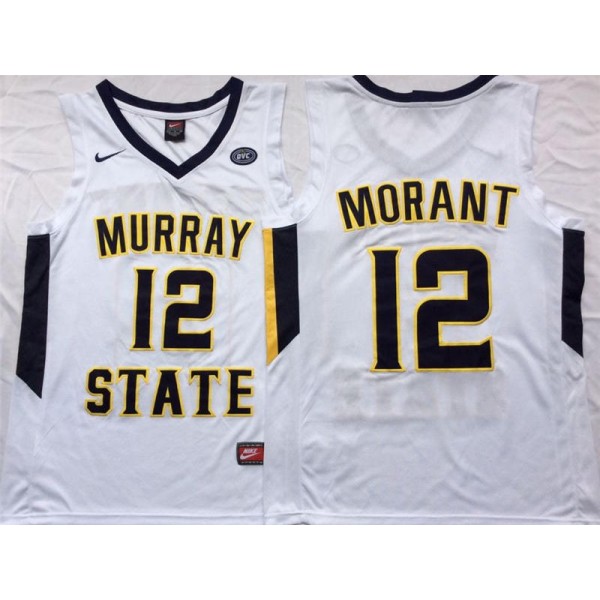 NCAA Murray State Racers #12 Ja Morant White College Basketball Jersey