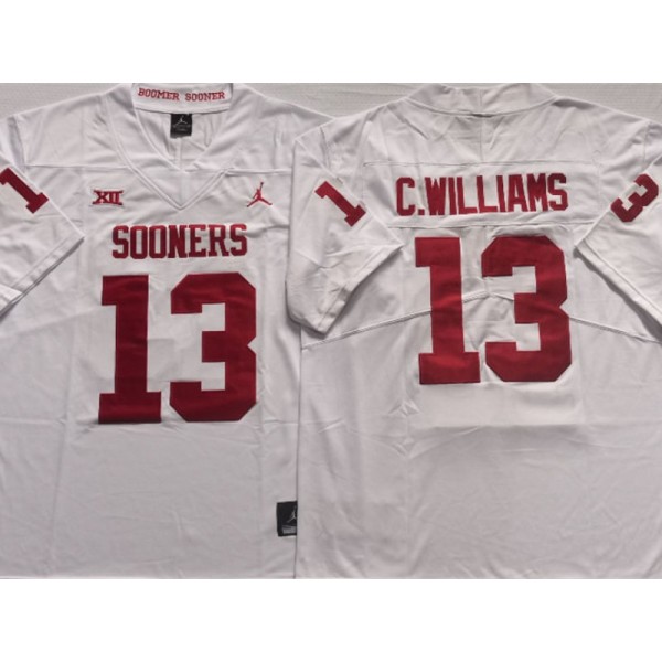 NCAA Oklahoma Sooners #13 Caleb Williams White College Football Jersey