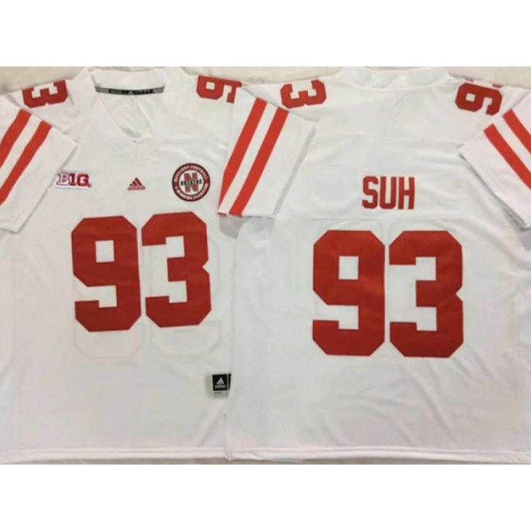 NCAA Nebraska Cornhuskers #93 Ndamukong Suh White College Football Jersey